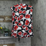 Kasper Womens Floral-Print Cowl-Neck Blouse Shirt Top 10920153 Black Red Multi M