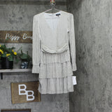 1. STATE Womens Metallic Crinkled Tiered V-Neck Dress Silver Gray / Gold XS