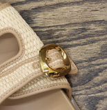 A New Day Meg Raffia Buckle Slide Sandals 94748234 Brown 7.5M