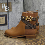 Michael Michael Kors Rory Logo Strap Flat Booties 40F2ROFE6L Luggage Brown 5M