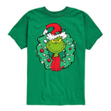 Dr. Seuss Grinch Christmas Wreath Boys Graphic T-Shirt Kelly Green M