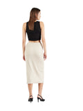 Guess Womens Cristina Ribbed Side-Slit Midi Skier Safari Tan Foil Brown M