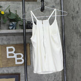 Bar III Womens Petite Zip Back Top Bright White PS