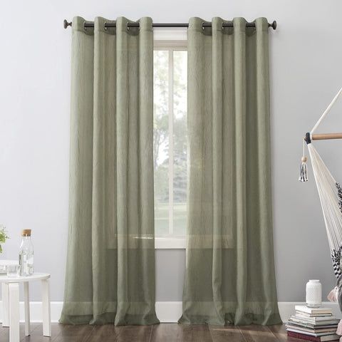 No. 918 Erica Crushed Sheer Voile Grommet Curtain Panel Green 51x72
