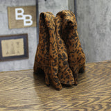 A New Day Mid-Calf Cone Heel Boots with Side Zip Leopard Light Brown 7.5M