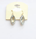 Tint Womens Fashion Teardrop Rhinestone Dangly Drop Earrings Gold / Clear 1.5"