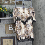 INC International Concepts Shortie Pajama Set 2-Piece Mixed Animal Brown 2XL