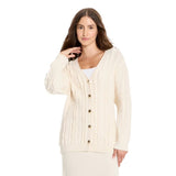 Future Collective Relaxed Cardigan Sweater Button Fringe Cream Off White L