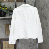 Jones New York Womens Patch Pocket Denim Jacket 10928933 Soft White XL