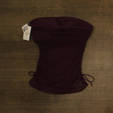 Becca Womens Muse Hadlee Bandeau Mesh Overlay Tankini Top Aubergine Purple XL