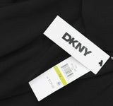 DKNY Womens Studded Short Sleeve Leather Detail Flare Sheath Dress Black 14