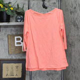 Isaac Mizrahi Live! Womens 3/4-Sleeve Knit Top w/ Cross Tropical Coral Pink M