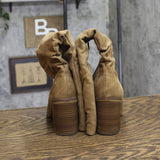 Universal Thread Junie Ruched Boots with Block Heel 94568670 Tan Brown 6M