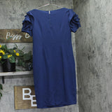 Pietro Brunelli Milano Womens Capri Ruffled Maternity Dress Navy Blue M