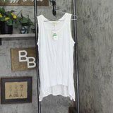 Pink Rose Juniors Side-Slit Handkerchief-Hem Tank Top White L