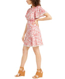B Darlin Womens Juniors Floral Print Open Back Mini Dress 3CMT257 Pink 11/12