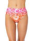 Anne Cole High Waist Soft Band Bikini Bottom Tie Dye Foulard Orange Multi M
