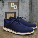 Cole Haan Men's Original Grand Knit Wing Tip II Sneaker Navy Blue / Ivory 7.5M