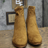 Marc Fisher Women's Dyvine Pointy Toe Block Heel Booties Tan Brown Suede 6M