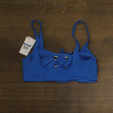 Michael Michael Kors Womens Lace Up Grommet Swim Top MM3Q457 Cobalt Blue XL