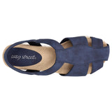 Easy Street Womens Freeport Wedge Heeled Sandals FREEPORT Navy Blue 8.5M
