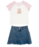 Rare Editions Big Girls 2-Piece Shirt Skirt Set F441515 Blush Pink 10