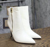 INC International Concepts Womens Sarishaa Zip Booties White Crocodile 9.5M