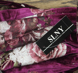 SLNY Womens Embellished Sheath Velvet Floral Print Dress Magenta Purple Multi 14