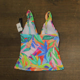 La Blanca Twist Front V-Neck Tankini Swim Top LB5ST68 Tropi-flage Blue Multi 10
