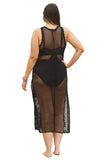 Becca Womens Castaway Island Fishnet Flower-Applique Cover-up Dress Black S