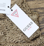 GUESS Sleeveless Keyhole Sequin Crochet Bodycon Dress Wet Sand Brown XL