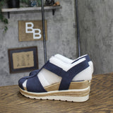 Easy Street Womens Freeport Wedge Heeled Sandals FREEPORT Navy Blue 8.5M