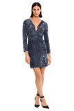 Donna Morgan Holiday Sequin Dress Event Occasion Cocktail Dark Blue Gray 16