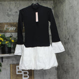 Aqua Mixed Media Mini Bubble Dress MS55525 Black / White S