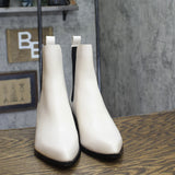 Michael Michael Kors Block Heel Ankle Boots Light Cream Off White / Black 8M