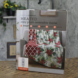 Premier Comfort Cozy Plush Reversible Throw Blanket White Poinsettia Multi 50x60
