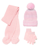 InMocean Big Girls 3-Piece Snuggle Beanie, Scarf and Gloves Set Pink One Size
