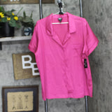 INC International Concepts Notch Collar Pajama Shirt Top Divine Berry Pink 2XL