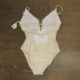 Bar III Womens V-Wire Plunge-Neck One Piece Swimsuit MBRE25249 Gold Shimmer S