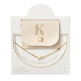 A New Day 'K' Dipped Pendant Necklace with Gift Pouch Gold / Clear 16" + 3"