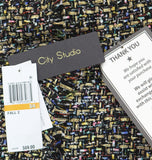 City Studio Boucle Sheath Pocketed V Neck Sleeveless Dress Black Multi 3/4