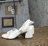 On 34th Womens Pathina Scalloped Sandals Block Heel White Smooth 8.5M