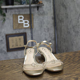 Nina Valeria Rhinestone Knot Demi Wedge Sandals VALERIA-FY Platino Gold 10M