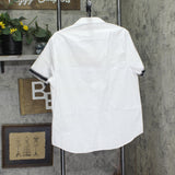 Karl Lagerfeld Mens Slim-Fit Logo Tape Short-Sleeve Button-Front Shirt White L