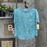 BB Dakota Women s Satin Pajama Loung Shirt Top CM3761W Blue Green M