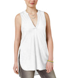 Almost Famous Juniors Sleeveless Utility Tunic Shirt top White L