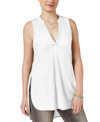 Almost Famous Juniors Sleeveless Utility Tunic Shirt top White L