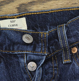 Levi's 501 Curve Stretch Jeans Button Fly Dark Blue 25x30