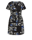 City Chic Womens Trendy Plus Size Mabel Zip Dress 6998414 Black Blue Multi 12W