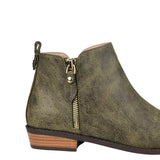 Journee Collection Womens Faux Leather Side Zip Ellis Booties Olive Green 9M